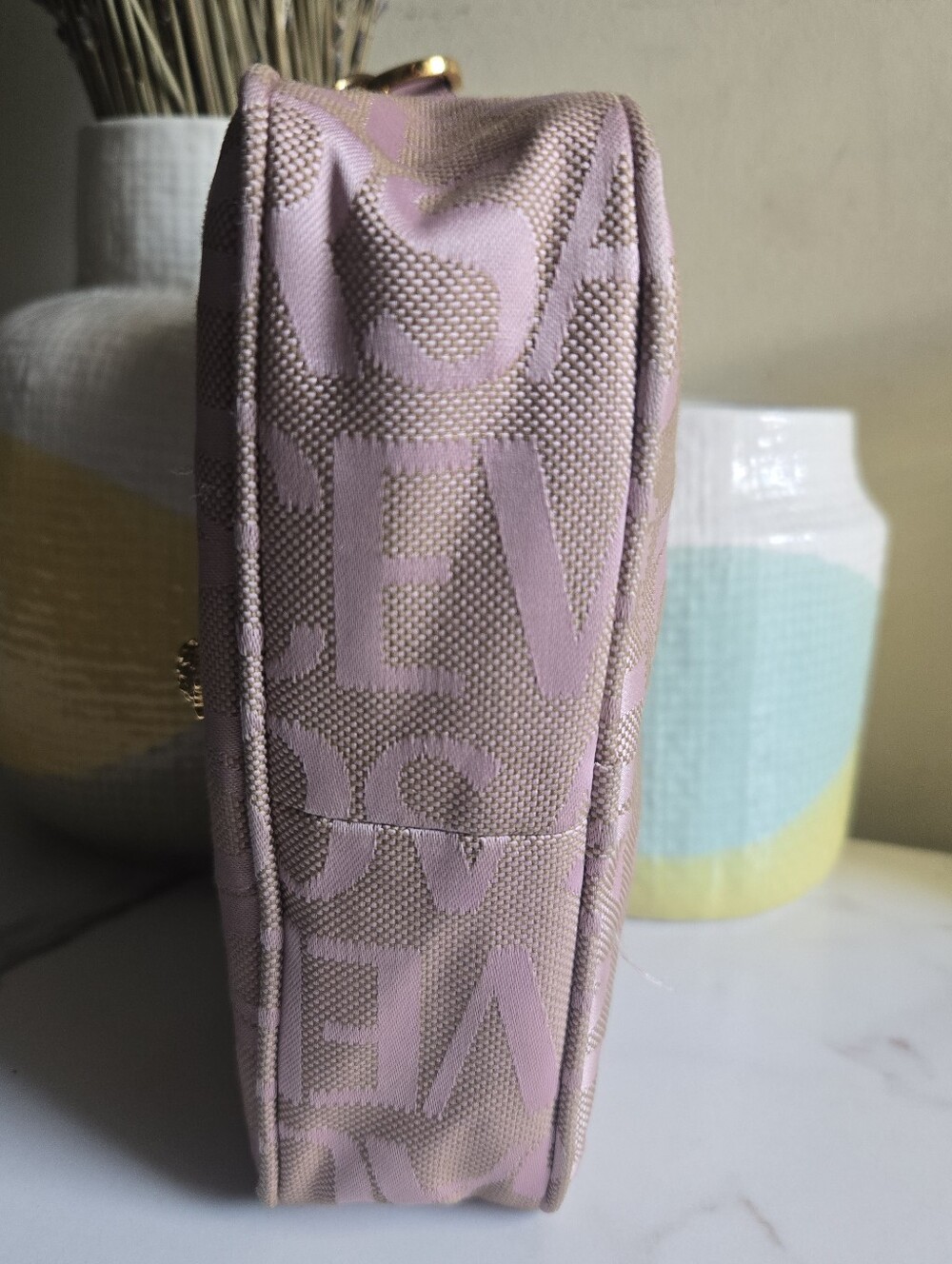 EUC Versace Pink Logo Print Jaquard Mini Baguette Bag With Strap - Picture 6 of 15